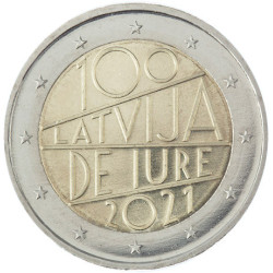Lettonie 2021 - 2 euro commémorative - "100 ans" - Rouleau de 25 pièces
