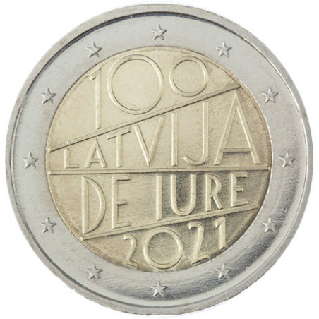 Lettonie 2021 - 2 euro commémorative - "100 ans" - Rouleau de 25 pièces