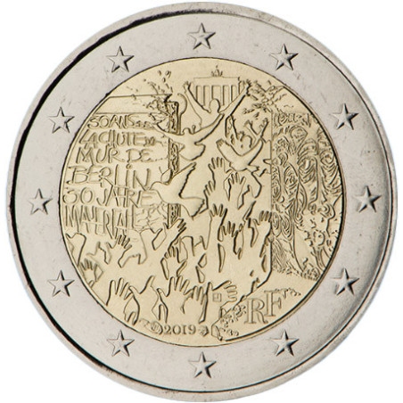 France 2019 - 2 euro commémorative Mur de Berlin - Rouleau de 25 pièces