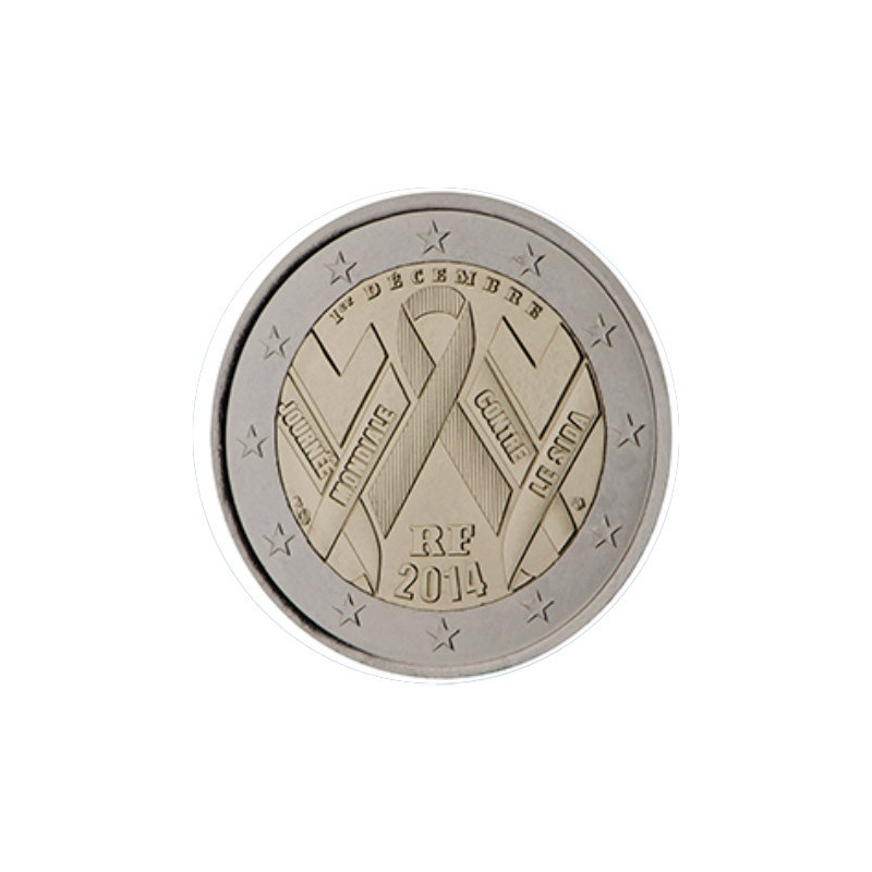 France 2014 - 2 euro commémorative SIDA - Rouleau de 25 pièces