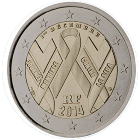 France 2014 - 2 euro commémorative SIDA - Rouleau de 25 pièces