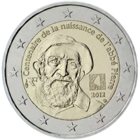 France 2012 - 2 euro commémorative Abbé Pierre - Rouleau de 25 pièces