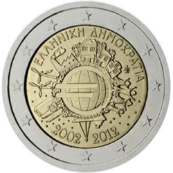 Grèce 2012 -  2 euro commémorative 10 ans de l'euro - Rouleau de 25 pièces