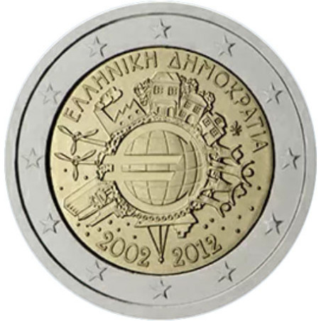 Grèce 2012 -  2 euro commémorative 10 ans de l'euro - Rouleau de 25 pièces
