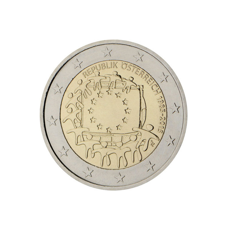 Autriche 2015 - 2 euro commémorative 30 ans du drapeau européen - Rouleau de 25 pièces
