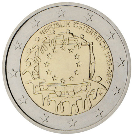 Autriche 2015 - 2 euro commémorative 30 ans du drapeau européen - Rouleau de 25 pièces