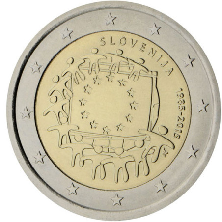 Slovénie 2015 - 2 euro commémorative 30 ans du drapeau européen - Rouleau de 25 pièces