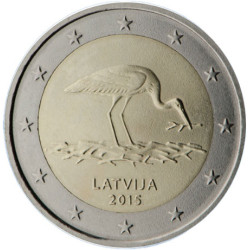 Lettonie 2015 - 2 euro commémorative Cigogne - Rouleau de 25 pièces