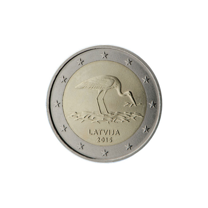 Lettonie 2015 - 2 euro commémorative Cigogne - Rouleau de 25 pièces