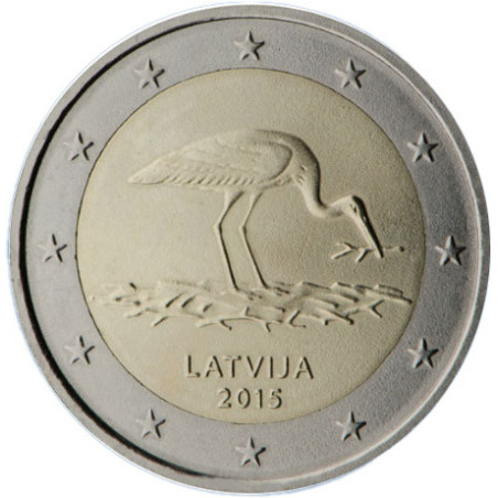 Lettonie 2015 - 2 euro commémorative Cigogne - Rouleau de 25 pièces