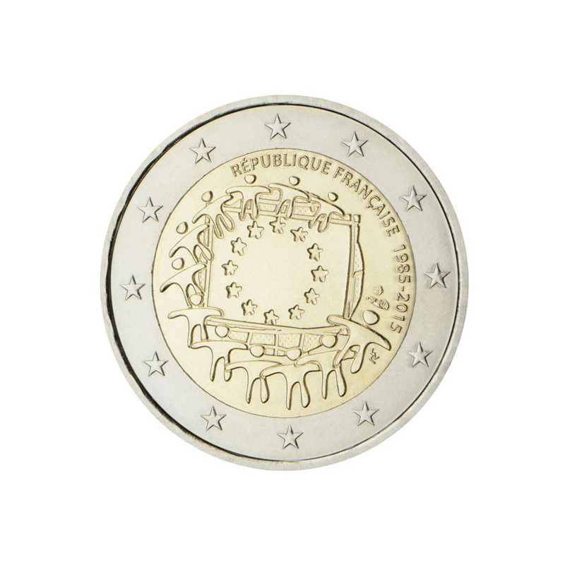 France 2015 - 2 euro commémorative 30 ans du drapeau européen - Rouleau de 25 pièces