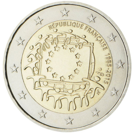France 2015 - 2 euro commémorative 30 ans du drapeau européen - Rouleau de 25 pièces