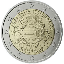 Autriche 2012 -  2 euro commémorative 10 ans de l'euro - Rouleau de 25 pièces