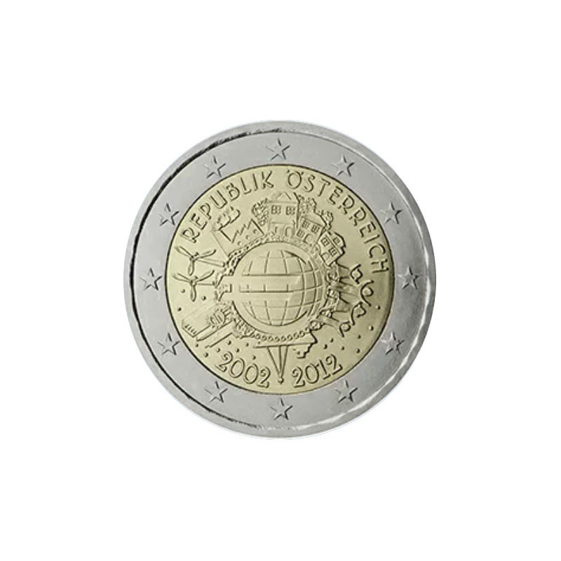 Autriche 2012 -  2 euro commémorative 10 ans de l'euro - Rouleau de 25 pièces