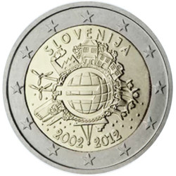 Slovénie 2012 -  2 euro commémorative 10 ans de l'euro - Rouleau de 25 pièces