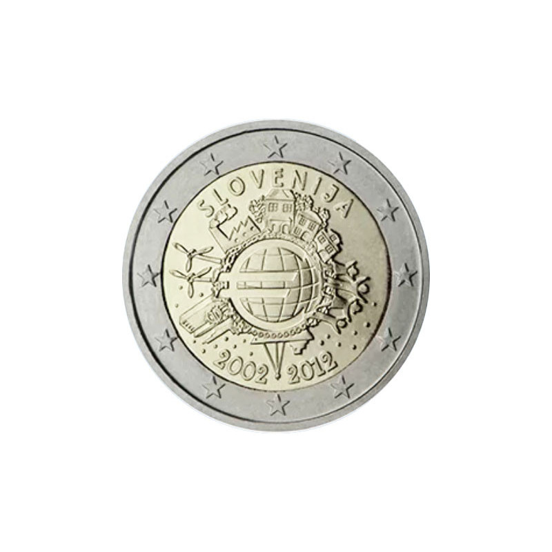 Slovénie 2012 -  2 euro commémorative 10 ans de l'euro - Rouleau de 25 pièces