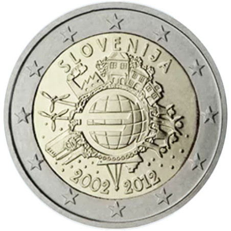 Slovénie 2012 -  2 euro commémorative 10 ans de l'euro - Rouleau de 25 pièces