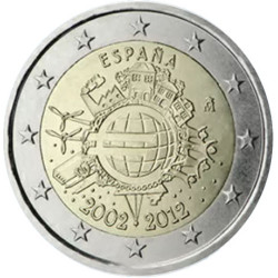 Espagne 2012 - 2 euro commémorative  10 ans de l'euro - Rouleau de 25 pièces
