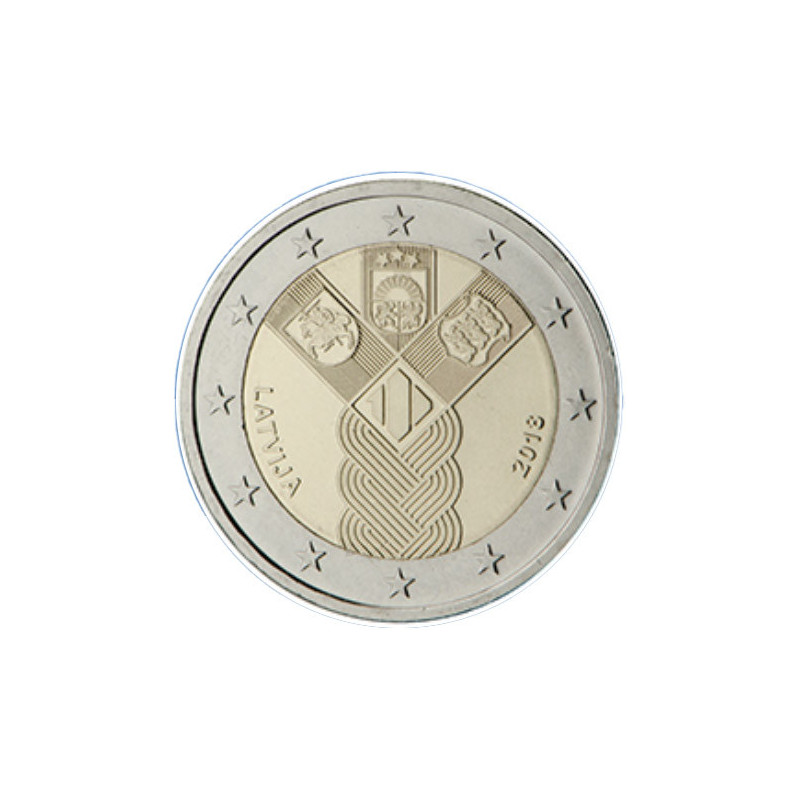Lettonie 2018 - 2 euro commémorative Etats Baltes - Rouleau de 25 pièces