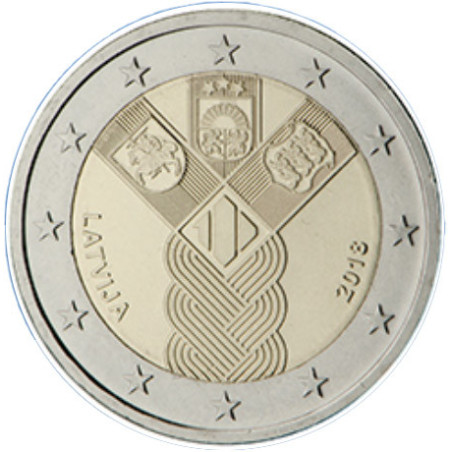 Lettonie 2018 - 2 euro commémorative Etats Baltes - Rouleau de 25 pièces