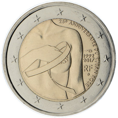 France 2017 - 2 euro commémorative cancer du sein - Rouleau de 25 pièces