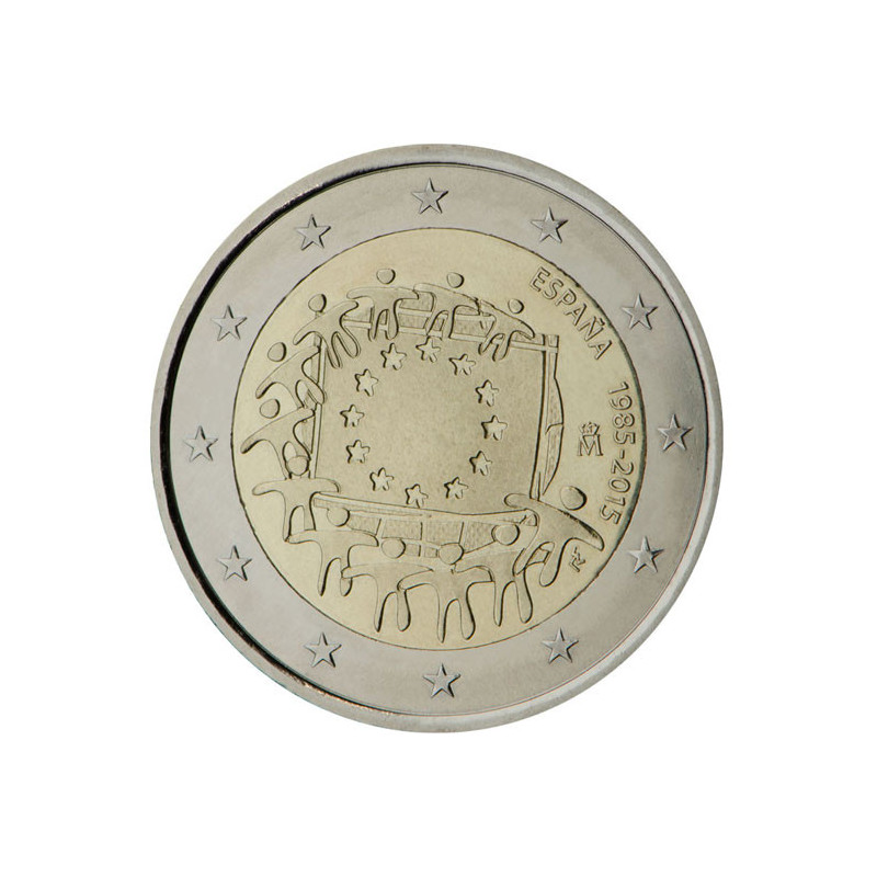 Espagne 2015 - 2 euro commémorative 30 ans du drapeau européen - Rouleau de 25 pièces