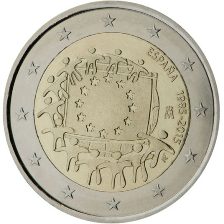 Espagne 2015 - 2 euro commémorative 30 ans du drapeau européen - Rouleau de 25 pièces