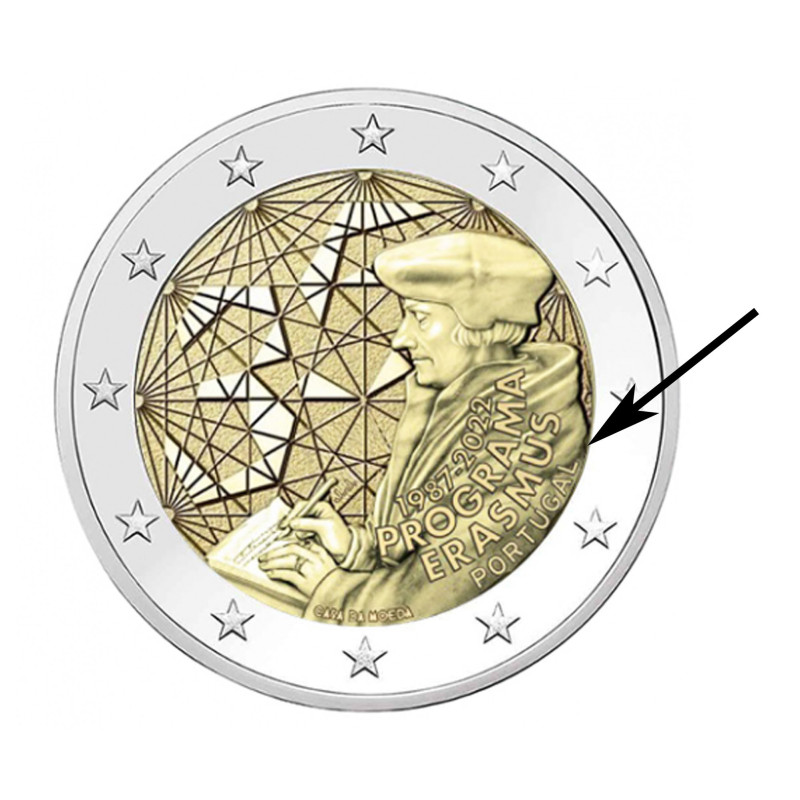 Portugal 2022 - 2 euro commémorative Erasmus - Rouleau de 25 pièces