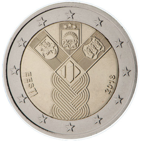 Estonie 2018 - 2 euro commémorative Etats Baltes - Rouleau de 25 pièces