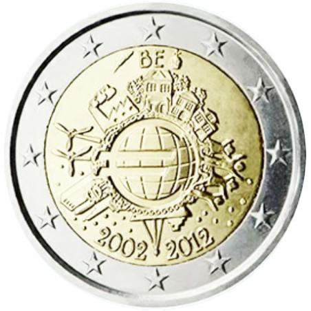Belgique 2012 - 2 euro commémorative 10 ans de l'euro - Rouleau de 25 pièces