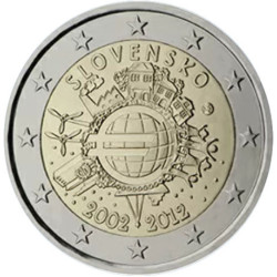 Slovaquie 2012 - 2 euro commémorative 10 ans de l'euro - Rouleau de 25 pièces