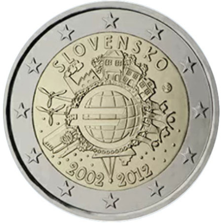 Slovaquie 2012 - 2 euro commémorative 10 ans de l'euro - Rouleau de 25 pièces