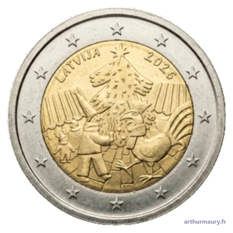 Lettonie 2026 - 2 euro commémorative - Marché de Noël - Rouleau de 25 pièces