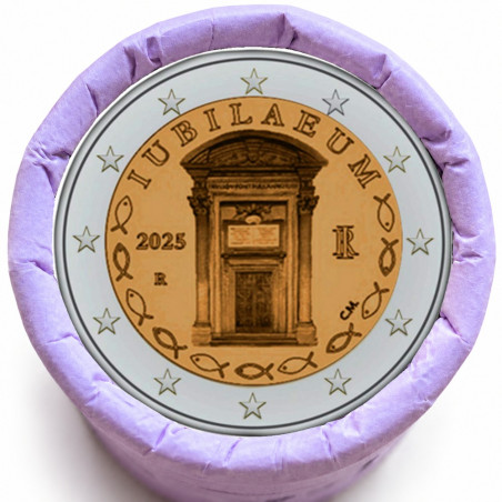 Rouleau de 25 pièces de 2 euros commémoratives – Italie 2025 – Jubilé – recto