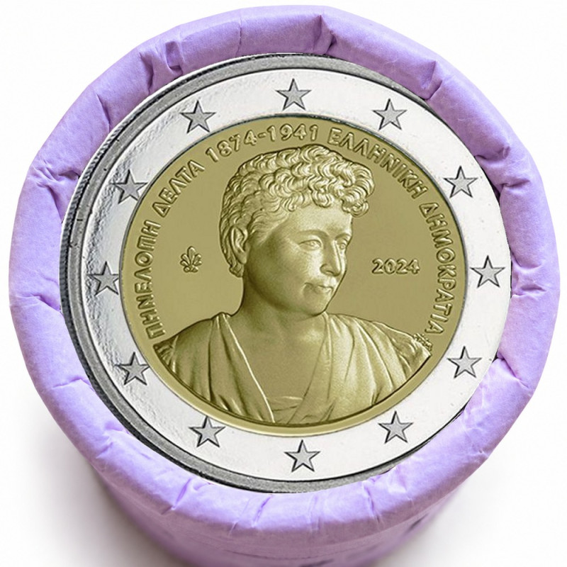 Rouleau de 25 pièces de 2 euros commémoratives – Grèce 2024 – Penelope Delta – recto