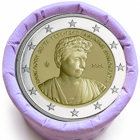 Rouleau de 25 pièces de 2 euros commémoratives – Grèce 2024 – Penelope Delta – recto