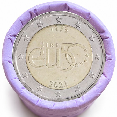 Rouleau de 25 pièces de 2 euros commémoratives – Irlande 2023 – 50ème Anniversaire de l'adhésion à l'UE – recto