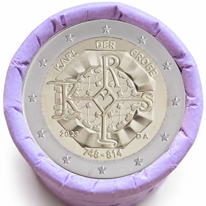 Rouleau de 25 pièces de 2 euros commémoratives – Allemagne 2023 – Charlemagne – recto