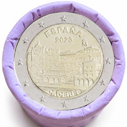Rouleau de 25 pièces de 2 euros commémoratives – Espagne 2023 – Caceres – recto
