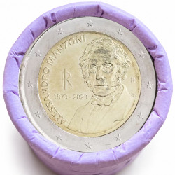 Rouleau de 25 pièces de 2 euros commémoratives – Italie 2023 – Alessandro Manzoni – recto