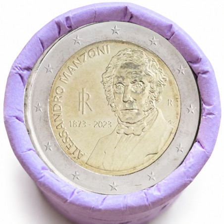 Rouleau de 25 pièces de 2 euros commémoratives – Italie 2023 – Alessandro Manzoni – recto