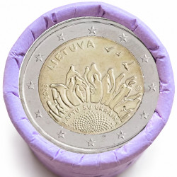 Rouleau de 25 pièces de 2 euros commémoratives – Lituanie 2023 – Ukraine – recto
