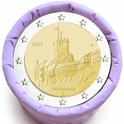 Rouleau de 25 pièces de 2 euros commémoratives – Allemagne 2022 – Thüringen – recto