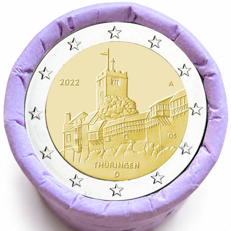Rouleau de 25 pièces de 2 euros commémoratives – Allemagne 2022 – Thüringen – recto