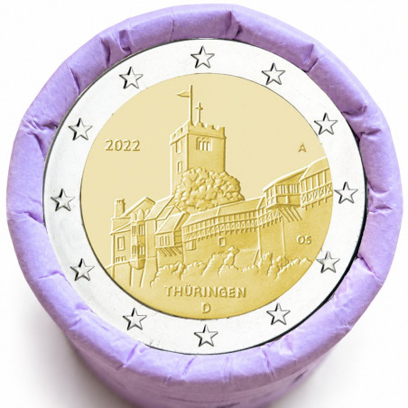 Rouleau de 25 pièces de 2 euros commémoratives – Allemagne 2022 – Thüringen – recto