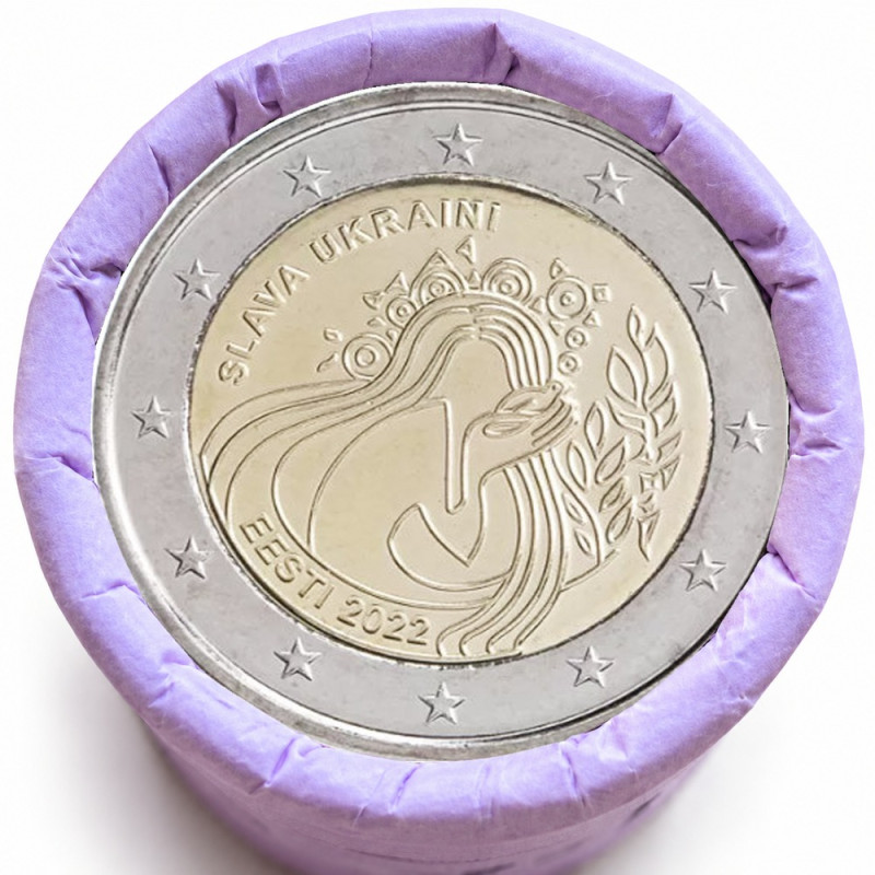 Rouleau de 25 pièces de 2 euros commémoratives – Estonie 2022 – UKRAINE – recto