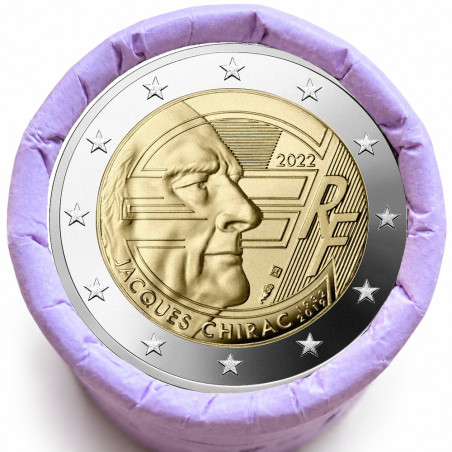Rouleau de 25 pièces de 2 euros commémoratives – France 2022 – Chirac – recto