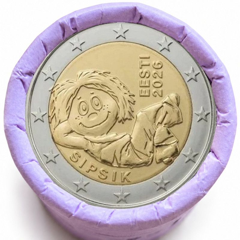 Rouleau de 25 pièces de 2 euros commémoratives – Estonie 2026 – Sipsik – recto