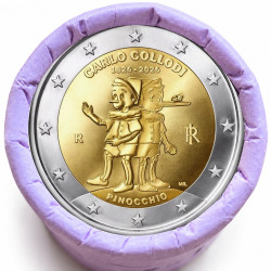 Rouleau de 25 pièces de 2 euros commémoratives – Italie 2026 – Pinocchio – recto
