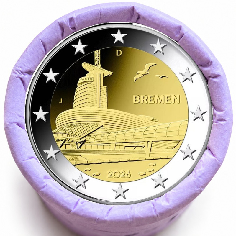 Rouleau de 25 pièces de 2 euros commémoratives – Allemagne 2026 – Brême – recto